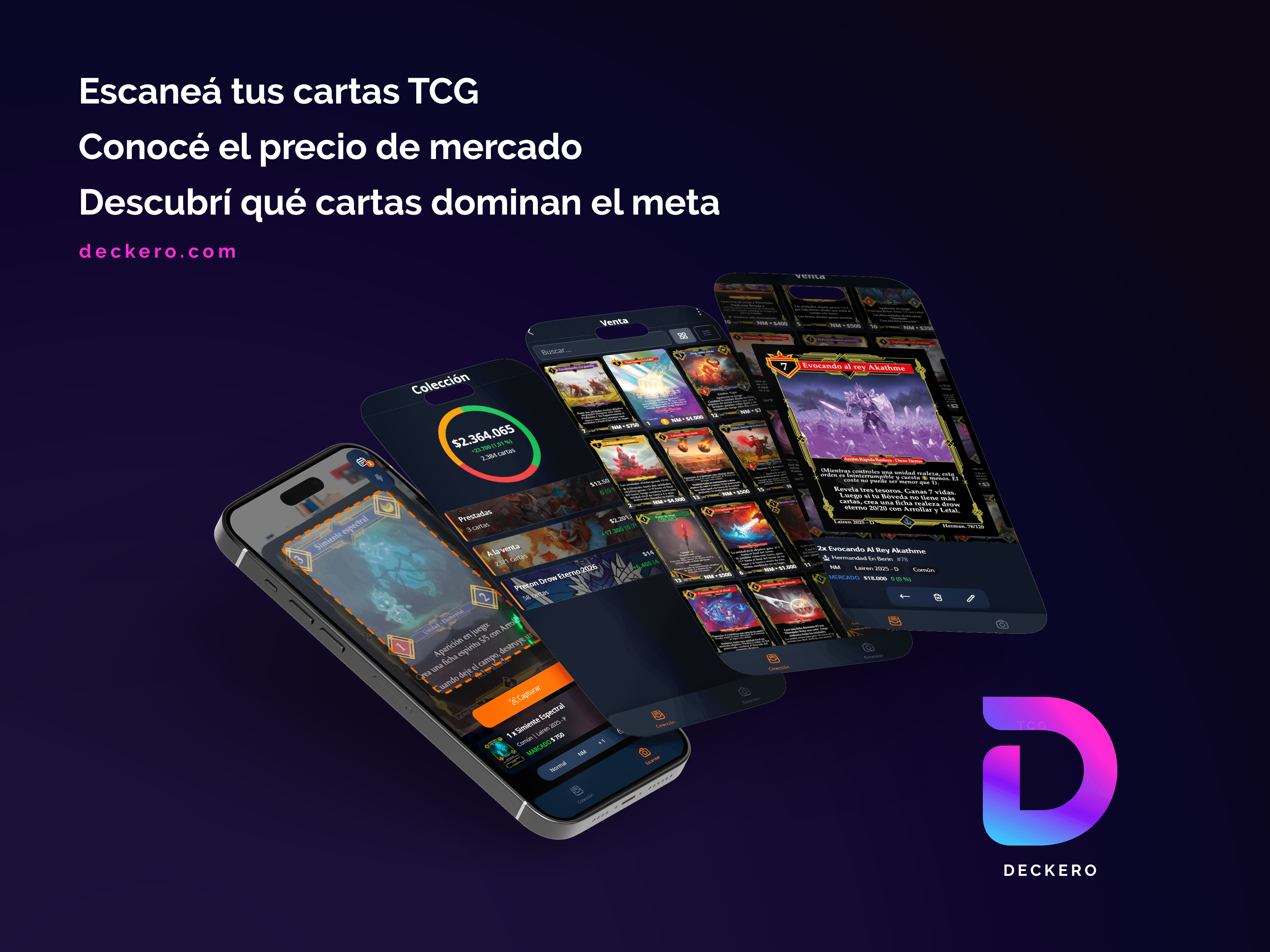Deckero – Escaneá tus cartas TCG, conocé el precio de mercado, descubrí qué cartas dominan el meta